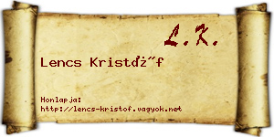 Lencs Kristóf névjegykártya